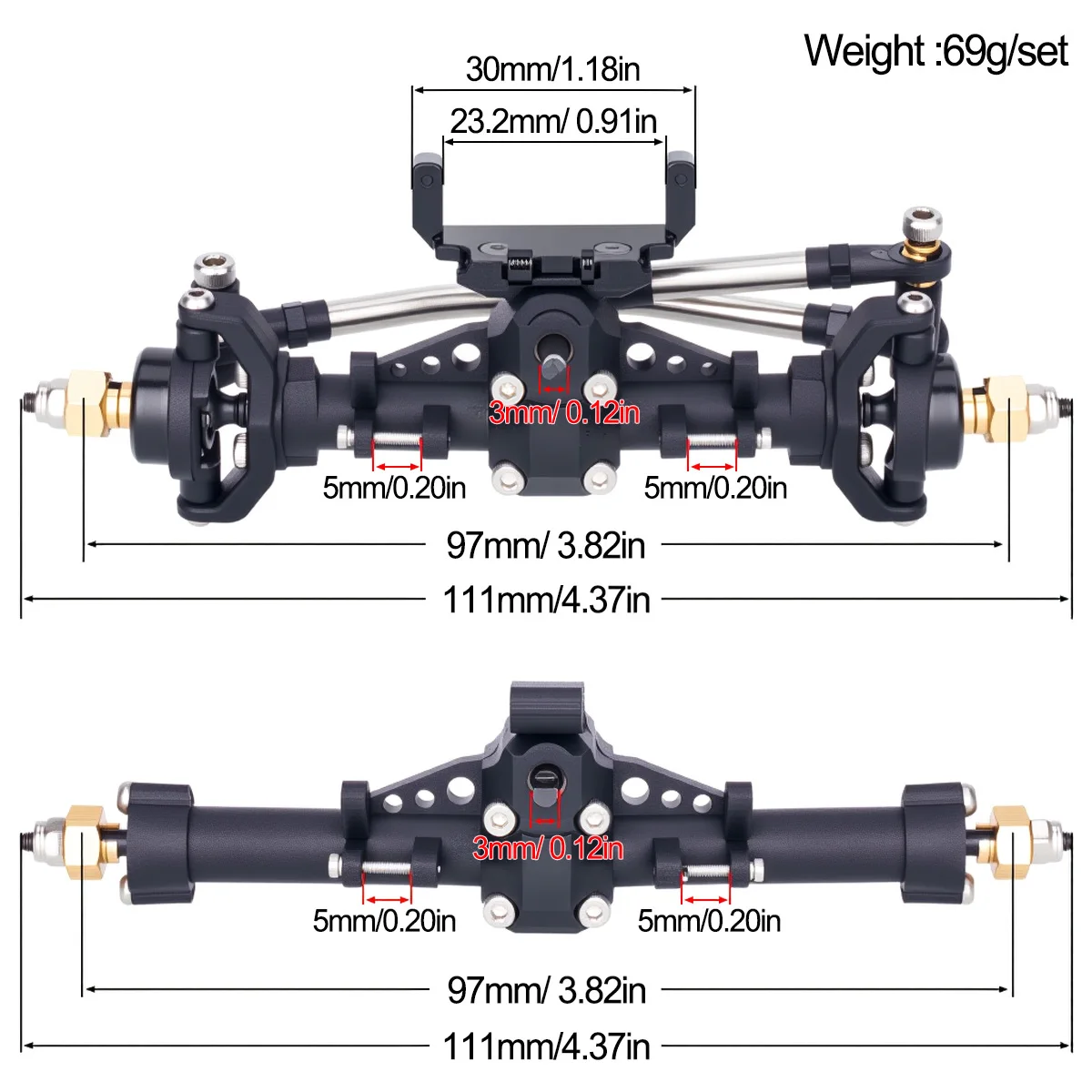 Plastic SCX24 Front Rear Axle  - đánh giá và giá Rc Hobby Room